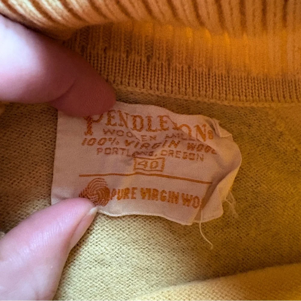 Vintage Pendleton Yellow Striped Virgin Wool Turtleneck Sweater